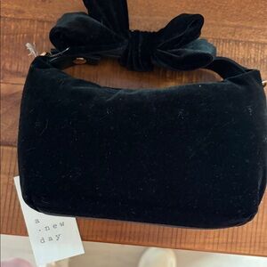 A New Day Black Velvet Wristlet with Bow
